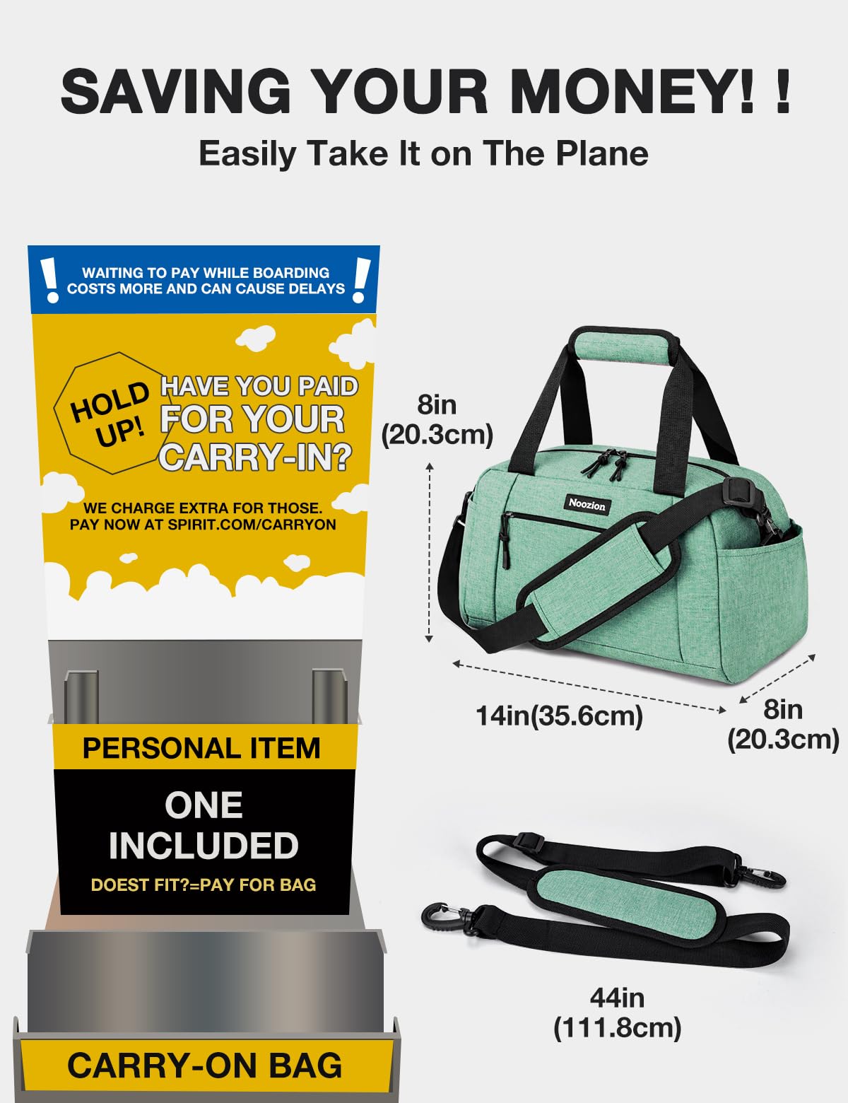 Noozion 14 inch Small Gym Bag for Women & Men, Lightweight Carry On Mini Duffle Bag with Multiple Pockets, Sports Bag for Travel and Workout.