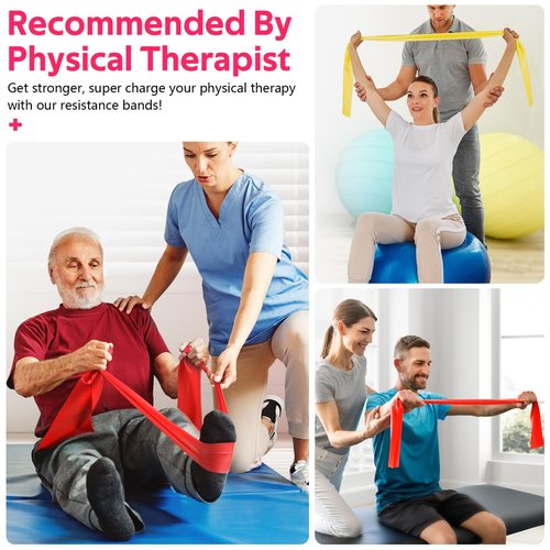 Resistance Bands for Working Out, Exercise Bands for Physical Therapy, Stretch, Recovery, Pilates, Rehab, Strength Training and Yoga Starter Set