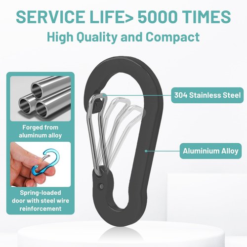 Aluminum Carabiner Clip - 12 Pcs, 2" Small Carabiner Keychain Clips, Multi-use D Ring Carabiner for Fishing, Camping, Hiking & Outdoor Sports.