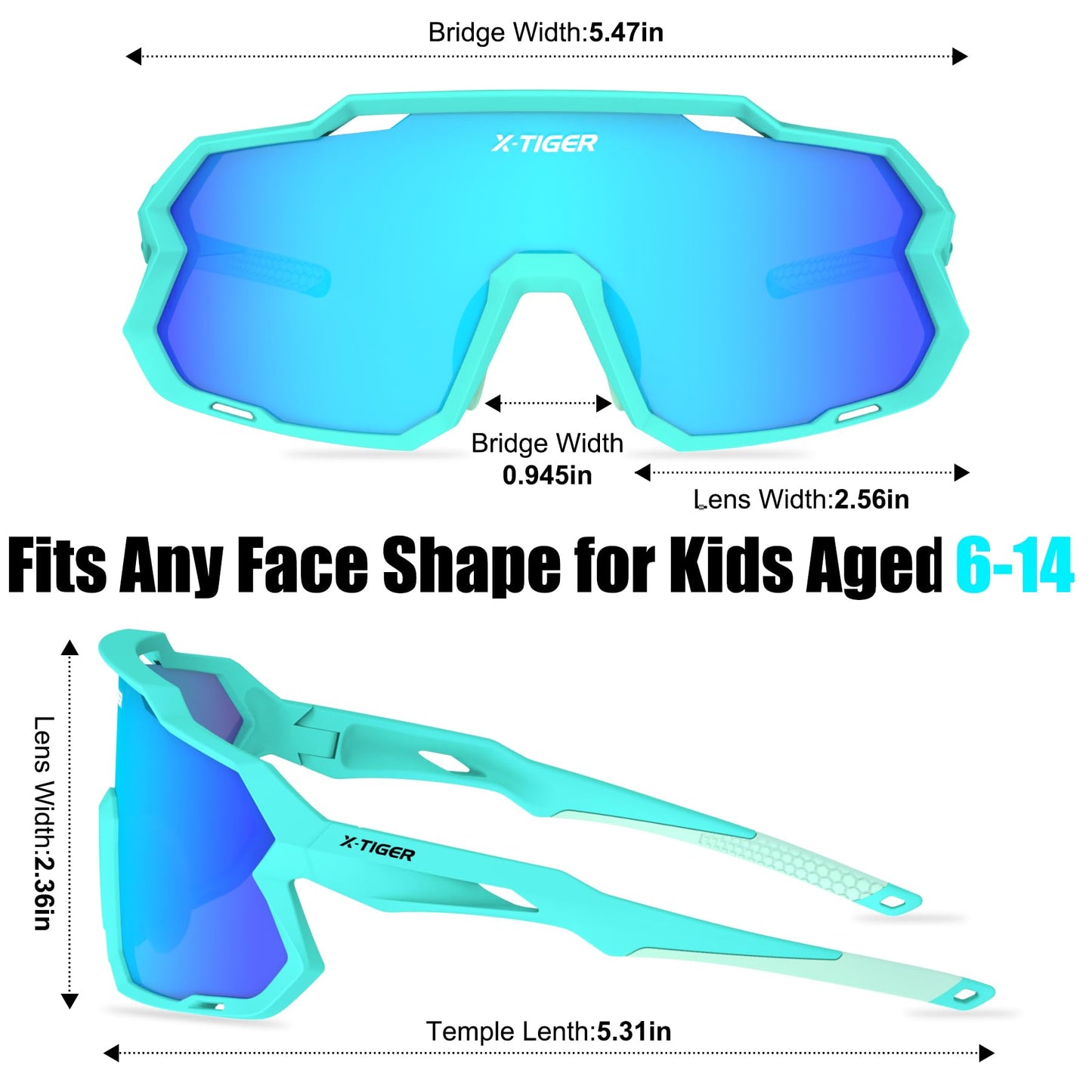 X-TIGER Kids Sunglasses Polarized Youth Baseball Sunglasses for 8-14 boys girls UV400 Sports Softball Cycling Glasses