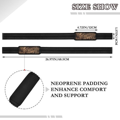 Nander Fashion Leopard Print Wrist Straps for Weightlifting,Lifting Straps with Neoprene Cushioned Wrist Padded and Anti-Skid Silicone for Strength Training,Bodybuilding,Deadlifting