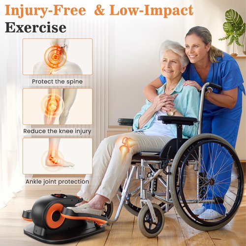 ARTHOOT Under Desk Elliptical Machine, Ellipse Exerciser as Seen on TV for Seniors with Remote Control & 12 Adjustable Speeds, Elliptical Machine for Home (Orange)