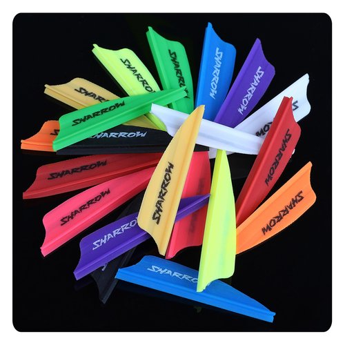 POEARCUS 1.75" TPU Arrow Feathers Kit - Shield Archery Feather with Airflow Guide Groove, Rubber Hybrid Crossbow Bolts Vanes Suitable for DIY Outdoor Hunting Arrows Vane Accessories