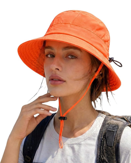 AlturaGo Waterproof Bucket Hat UPF50+ Quick Dry Sun Hat for Men Women Lightweight Hiking Fishing Cap Foldable Packable for Outdoor Travel (US, Alpha, One Size, Neon Orange)