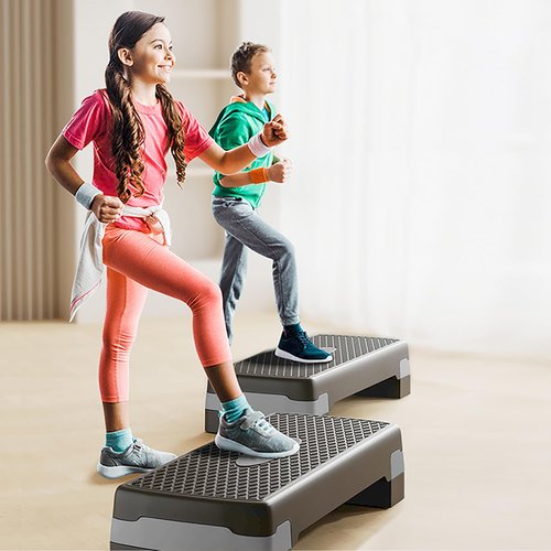 Step Aerobic Platform, Exercise Step with levels Adjustable Height, Stackable Risers, Fitness Training Workout Stepper for Home Gym, Cardio Strength