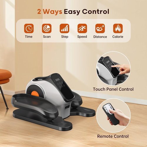 HitGo Under Desk Elliptical for Seniors, 2-in-1 Electric Leg Exerciser with Remote, 10 Resistance Levels & 10 Speeds, 3 Auto Modes, Quiet & Fully Assembled, Non-Slip Pedals