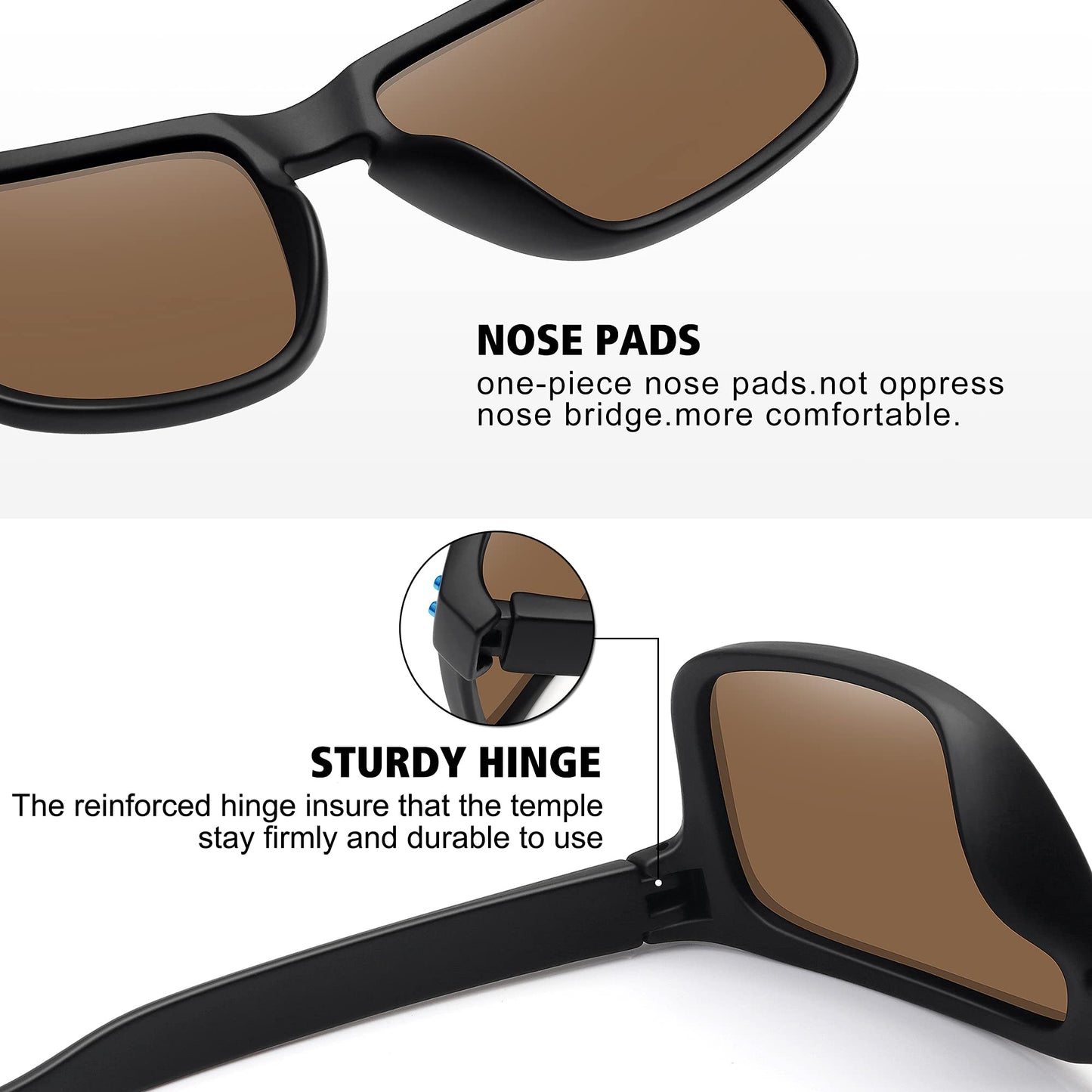 MEETSUN Polarized Sunglasses for Men Women Sports Driving Fishing Glasses UV400 Protection 3Pack-Black+Blue+Red