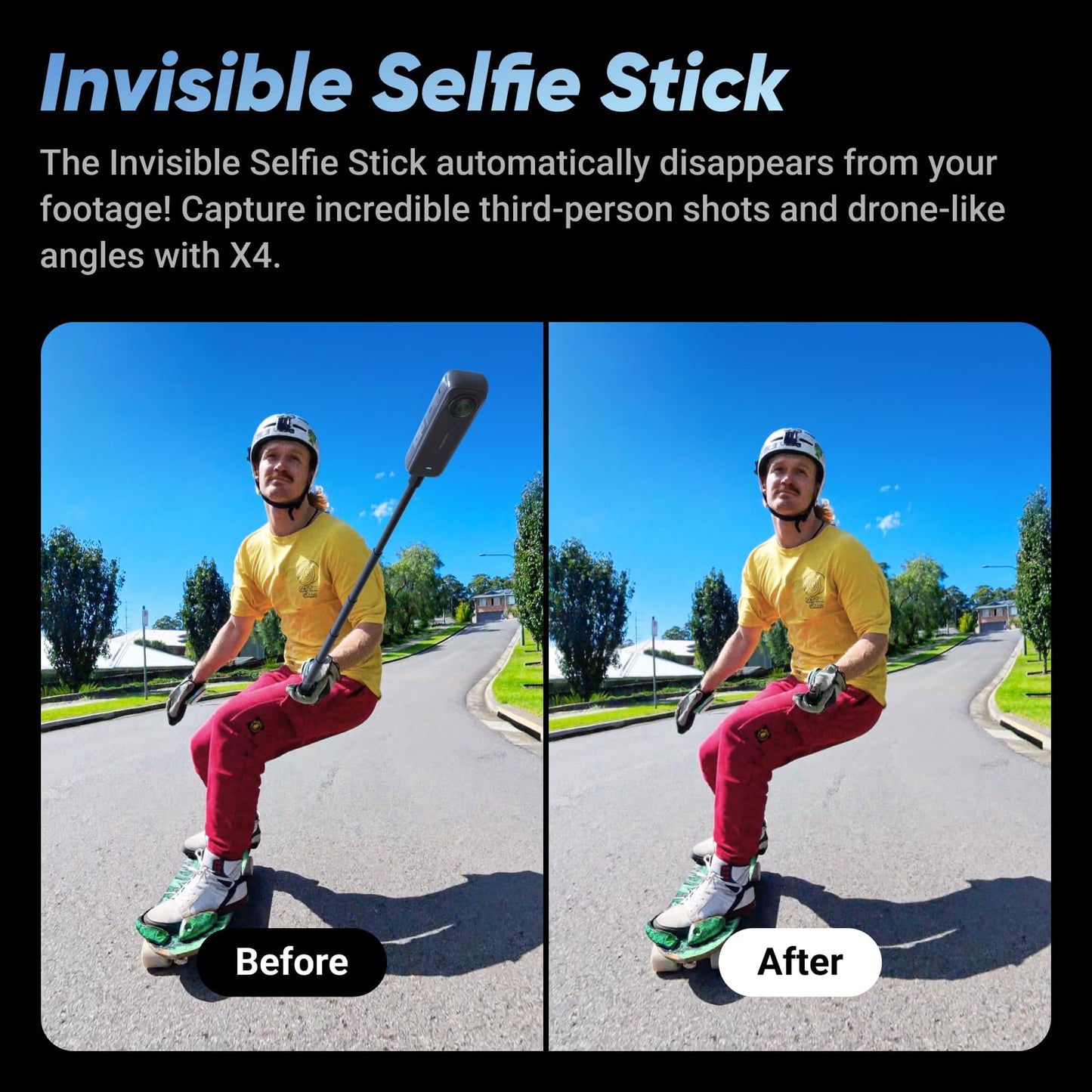 Insta360 X4-8K Waterproof 360 Action Camera, 4K Wide-Angle Video, Invisible Selfie Stick Effect, Removable Lens Guards, 135 Min Battery Life, AI Editing, Stabilization, for Sports, Travel, Outdoor