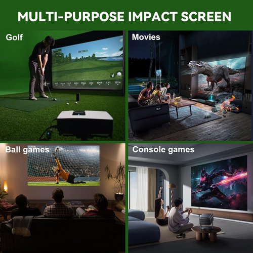 Fireproof Golf Simulator Impact Screen for Training – Professional 3D Air Mesh Golf Impact Screen, Ultra Clear Golf Simulators Screen for Home Golf Practice with Grommet Holes, 8 Size Options