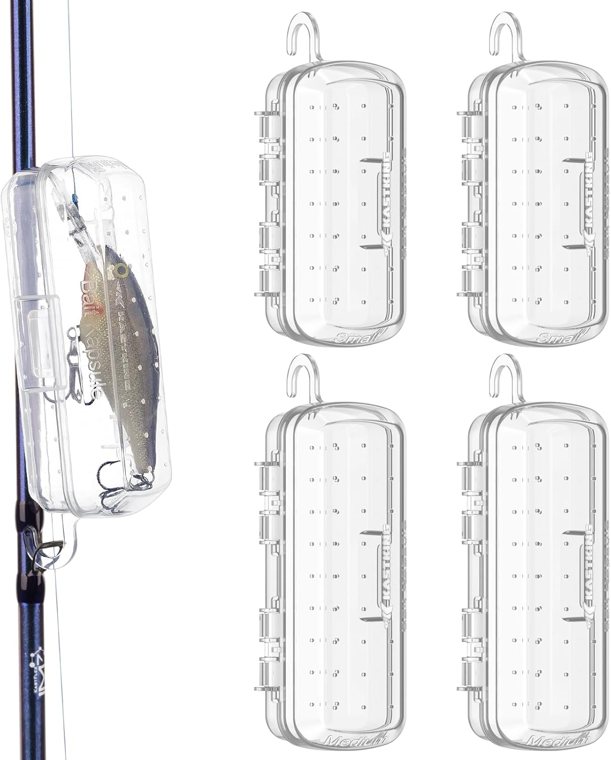 KastKing Bait Kapsule – Lure Cover with Vent Holes, Protects Hooks, Multiple Sizes (S, M, L, Jumbo,Drop Shot) - Multiple Attachments for Freshwater & Saltwater Fishing Gear. Patent Pending.