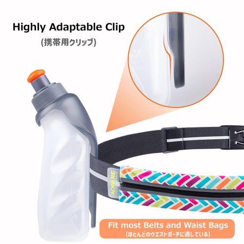 Azarxis BPA Free Water Bottles Flask Leakproof 250ml with Clip for Running Hydration Belt Waist Packs for Triathlon Marathon Hiking Cycling Climbing Runner (250ml/8.5oz with Clip)