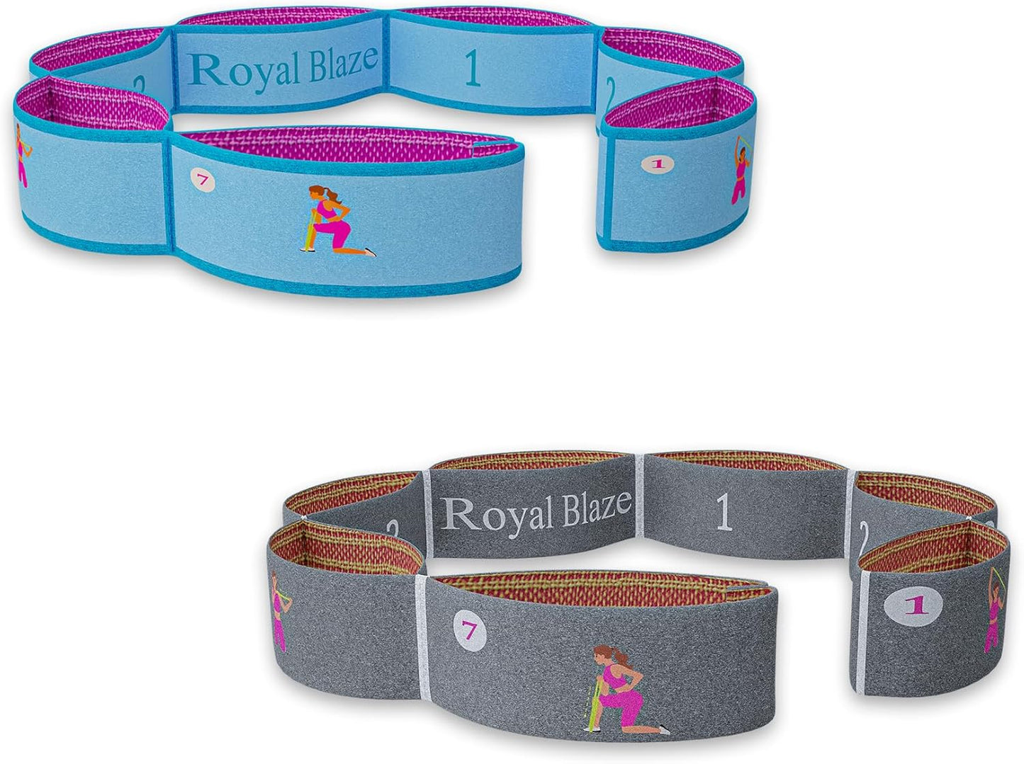 2 PCS Stretch Bands For Kids and Adults – Yoga Straps for Stretching with Multi- Loop – Workout Guide – Video For Exercise, Elastic Stretch Strap Pilates, Yoga, Dance, Gymnastics, Dance, Ballets Bands