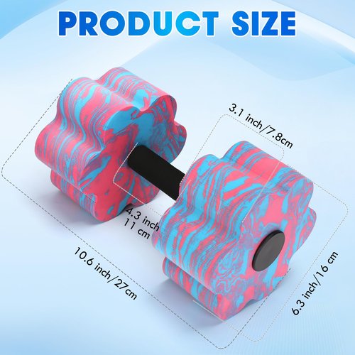 Aquatic Exercise Dumbbells, 2PCS Aqua Fitness Barbells, Flowers High-Density EVA-Foam Water Workouts, Pool Weights Dumbbells Set for Water Exercise, Aerobics Weight Loss, Pool Fitness (Pink+Blue)