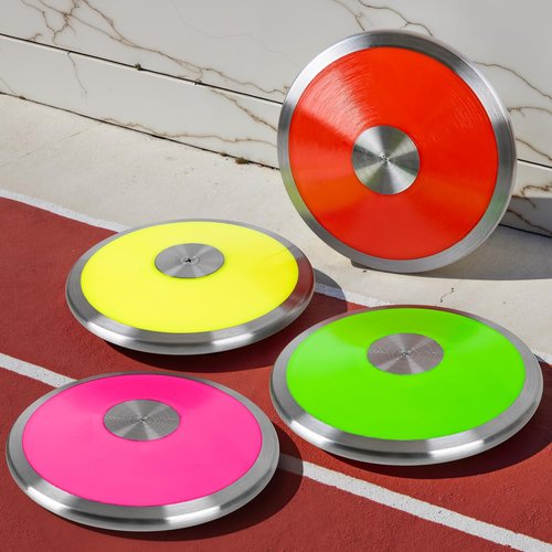 OMYOPY 2 Pcs Sports Training Discus for School Track and Field, 1kg Nylon Discus with Steel Rim and Center, Men Women Discuses for Outdoor Practice Throwing(Pink)