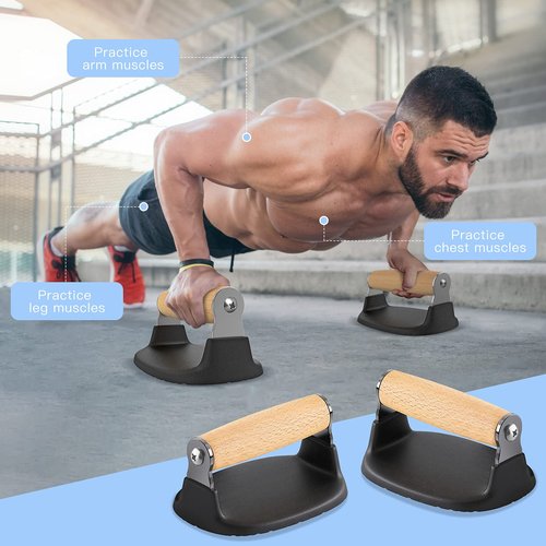 Dolibest Push-Up Bars Wood Push Up Handles Push Up Stand for Strength Training Equipment, Floor Workout Exercise (2PCS)