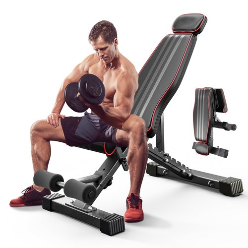 Adjustable 660LBS Weight Bench, 16 Positions Heavy Duty Weight Lifting Sit Up Bench Workout Benchs Folding Bench Press Exercise Bench