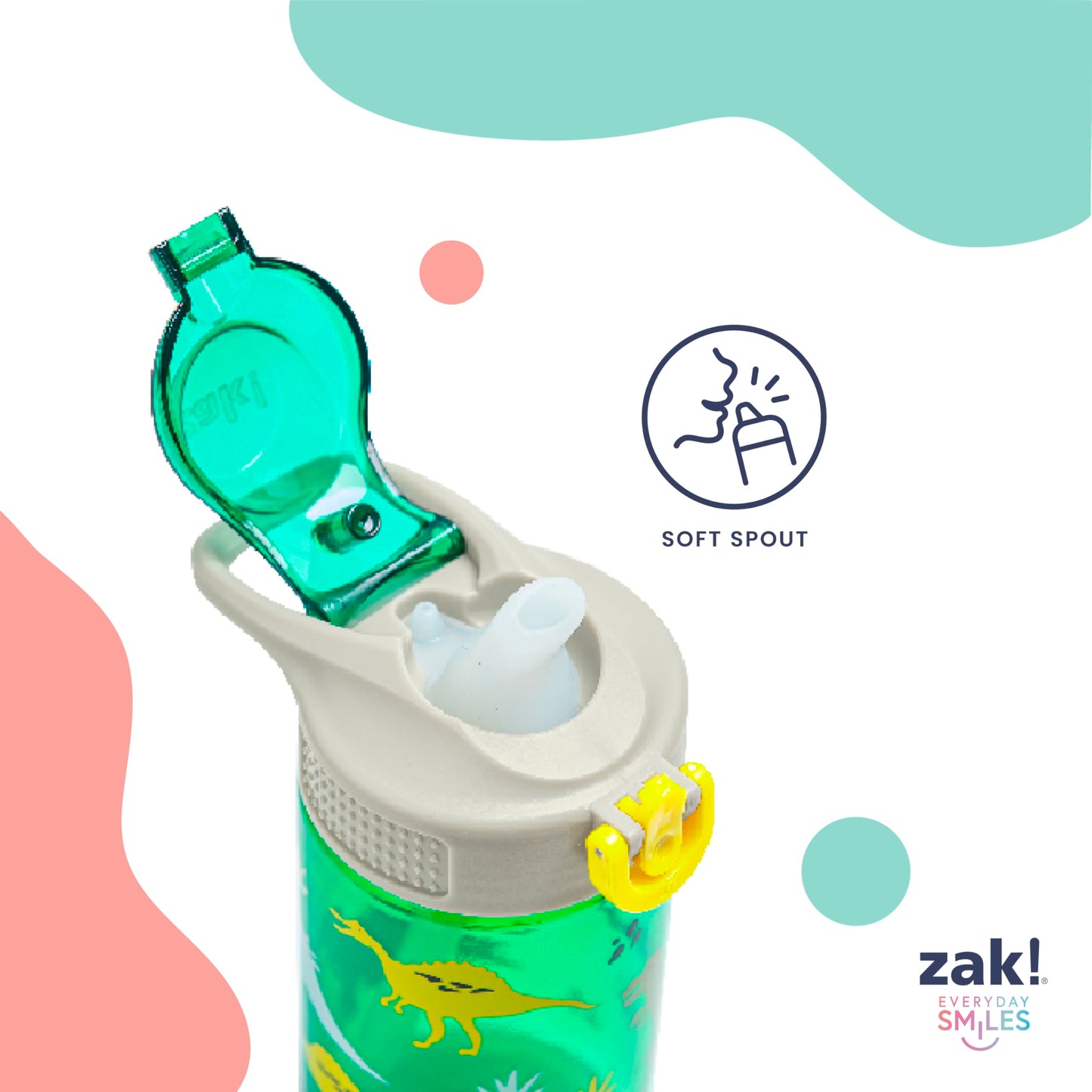 Zak Designs Jurassic World Dominion Movie Sage Kids Water Bottle For School or Travel, 16oz Durable Plastic Water Bottle With Straw, Handle, and Leak-Proof, Pop-Up Spout Cover, 2-Pack Set