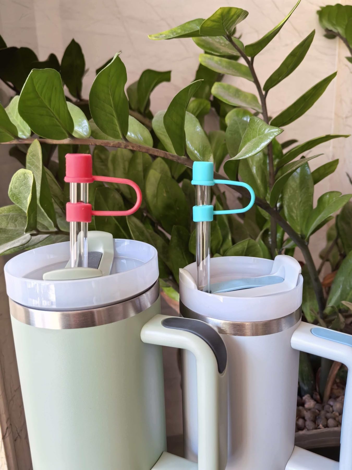 Silicone Straw Covers Cap Compatible with Stanley Cup 30 40 oz-Dust-Proof Reusable Straw Cover for Tumblers and Water Bottles