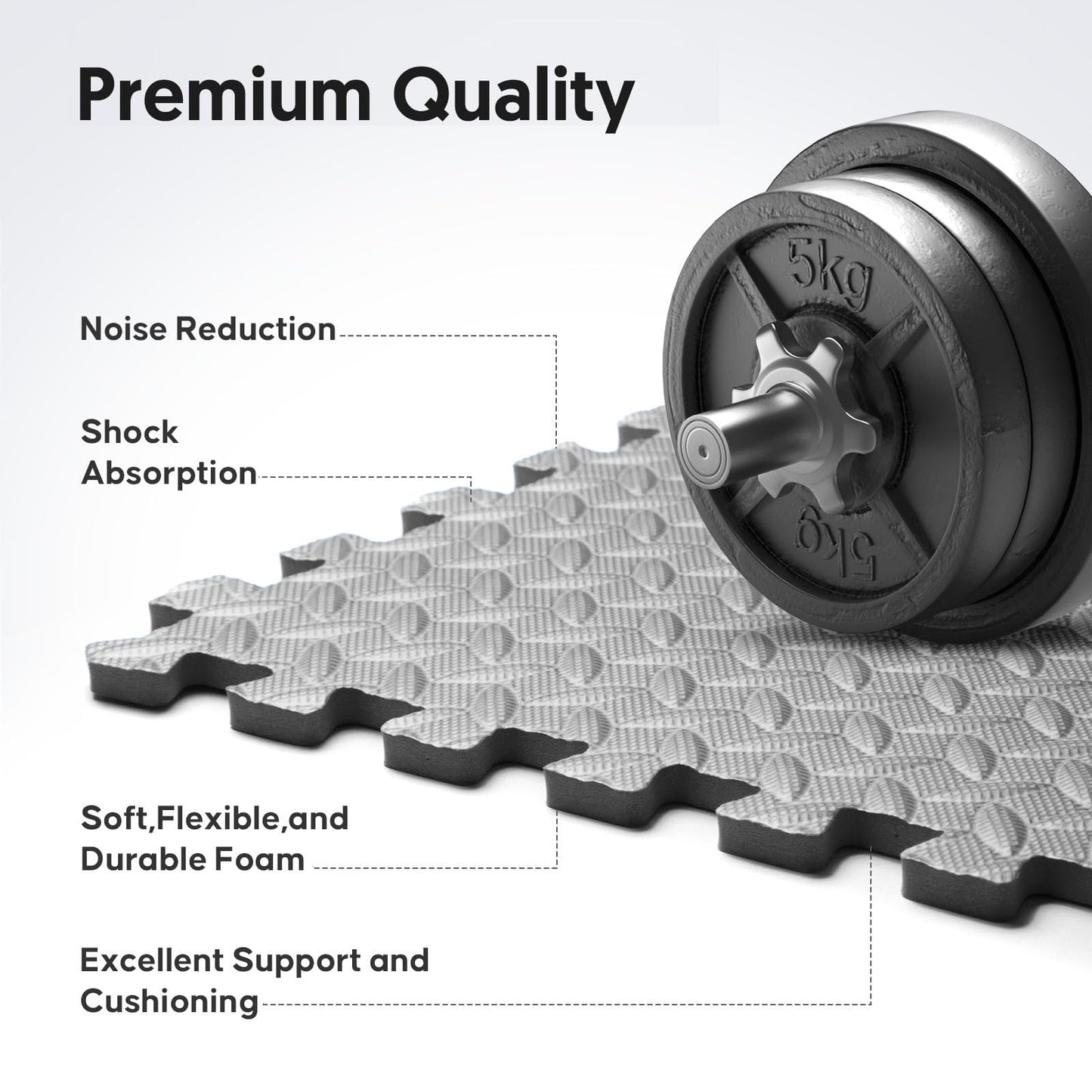 12 Pack 48 sqft Home Gym Mat, Puzzle Exercise Mat, EVA Interlocking Foam Floor Tiles for Home Workout Equipment and Kids' Play Areas - Grey, 24 in x 24 in x ½ in - 12 Tiles (Grey, 12 Pack, 48 SQ FT)