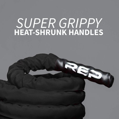 REP Battle Ropes - PolyDacron Battle Rope for Strength and Conditioning Workouts – 1.5" and 2" Diameter, 30ft, 40ft, 50ft Lengths with Optional Cover Sleeve (Black, 1.5 inch x 30 ft)