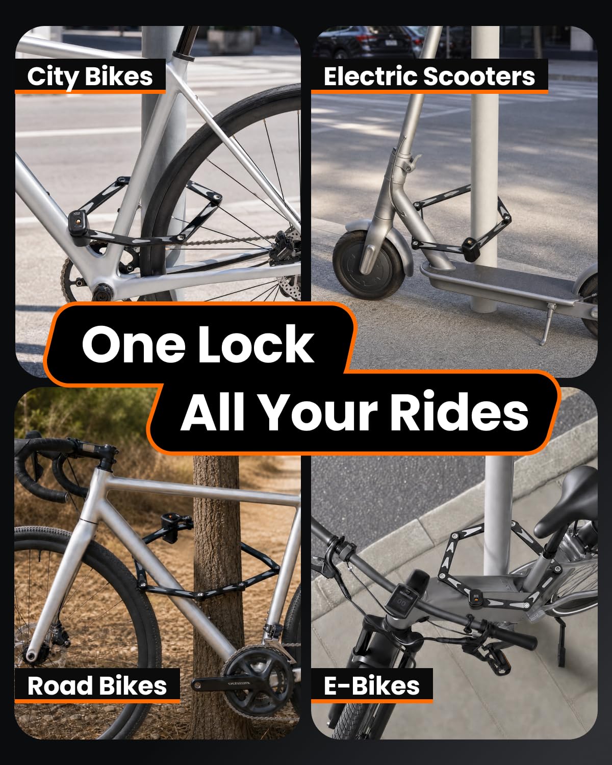 Sportneer Bike Lock - High Security Folding Bicycle Lock Art Certified - Bike Locks Heavy Duty Anti Theft with 3 Stainless Keys and Mount Bracket for Bicycles Scooter Ebike - 95cm/3.12ft, 2.86lbs