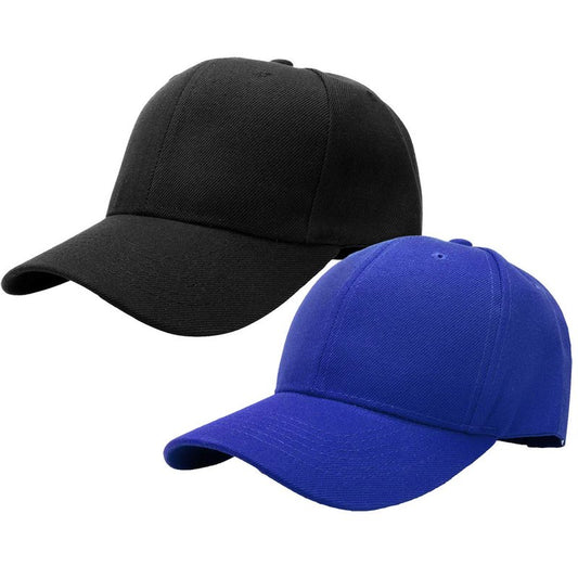 Falari Baseball Cap Adjustable Size for Running Workouts and Outdoor Activities All Seasons (2pk Black & Royal)