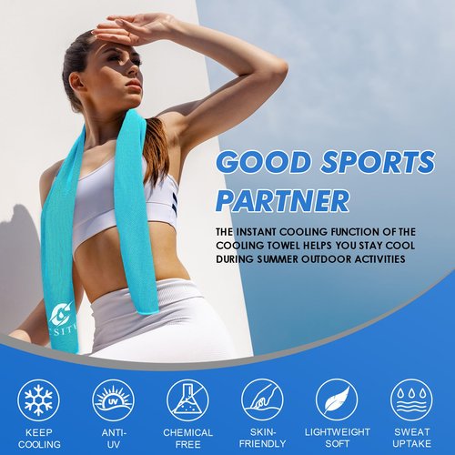 CSITE Cooling Towels for Neck and Face - 4 Pack 47x12 Inch Ice Cold Microfiber Towels, Soft & Breathable Cooling Towel for Hot Weather, Sports, Yoga, Workout, Running, Golf, Camping