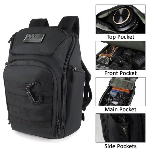 Valinov Tactical Backpack For Men 30L Military Molle Backpacks Army Assault Pack Daypack Hiking Rucksack Bug Out Bag (Black)
