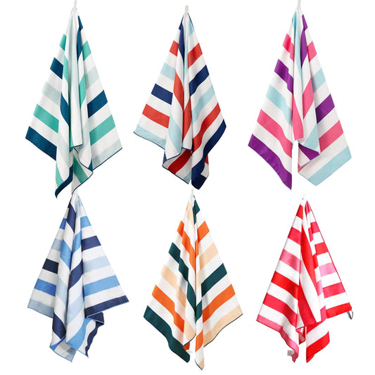 Exclusivo Mezcla 6 Pack Microfiber Quick Dry Beach Towels, Large Lightweight Sandfree Pool Towels for Swimming Camping Travel with Bag (Multi, 30x60 Inches)