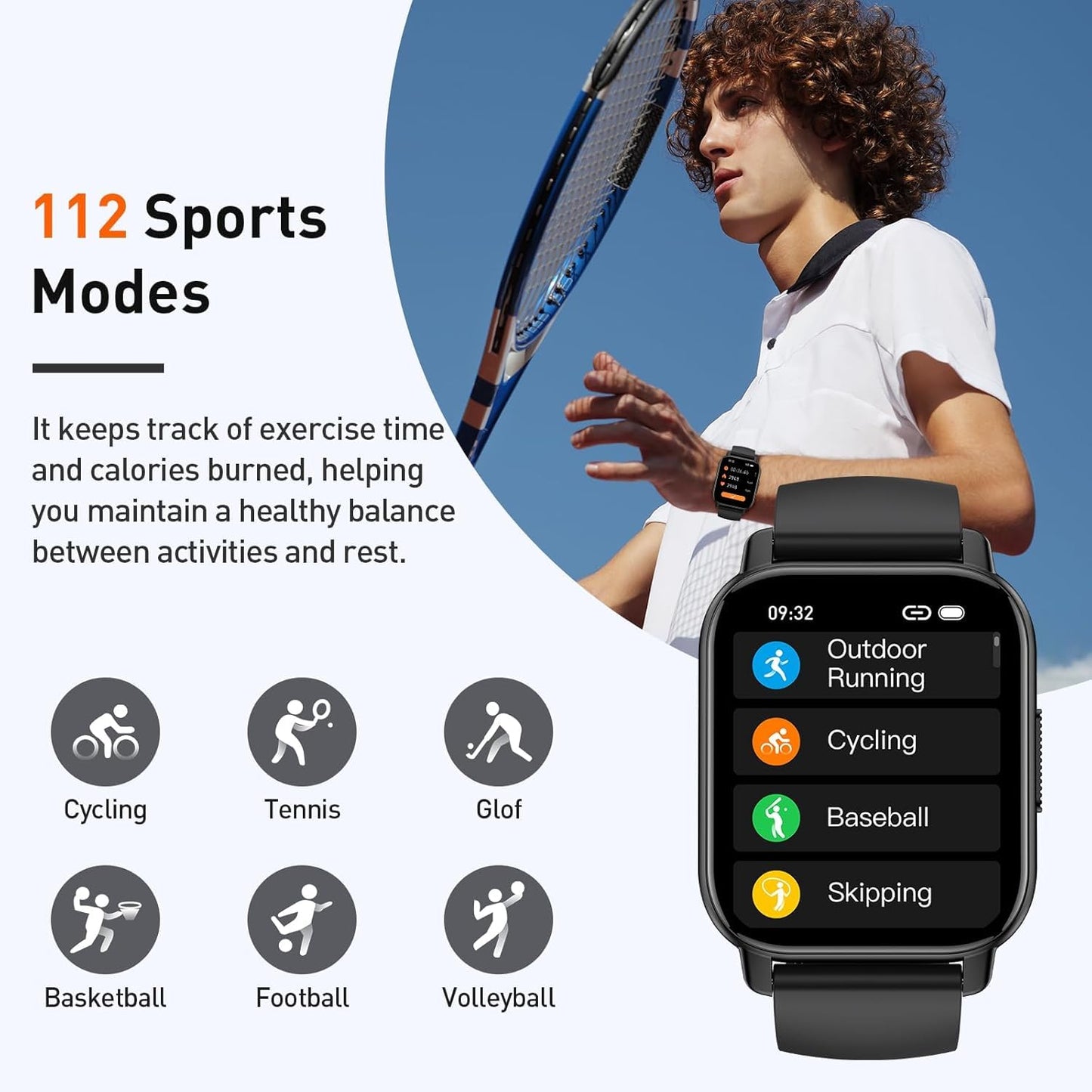 2025 Smart Watch for Men Women, 1.95" HD Touchscreen Fitness Tracker with Bluetooth Calling, Fitness Watch with 110+ Sports Modes/Heart Rate/Sleep Monitor, IP68 Waterproof Smartwatch for Android iOS
