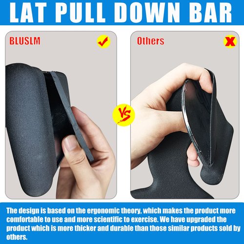 BLUSLM LAT Pull Down Bar for Cable Machine, LAT Pulldown Attachments T-bar V-bar Cable Attachment for Gym, Back Tricep Strength Training Handle (5 Pieces)