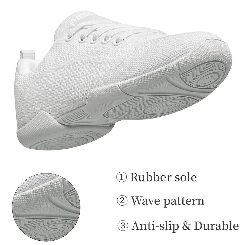 BAXINIER Girls White Cheerleading Shoes - Variation White 851-girls+2 Little Kid