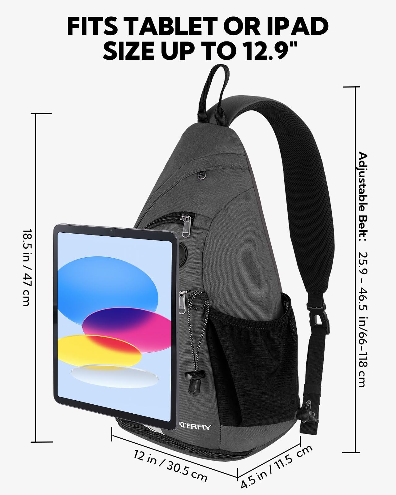 WATERFLY Sling Bag Sling Backpack Small Crossbody Shoulder Bag for Men Women Traveling Cycling Hiking Daypack