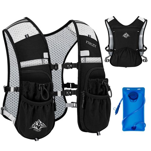 Running Hydration Vest for Women Men 2 PCS - Waterproof Running Water Backpack Hydration Pack with Water Bladder, Lightweight Water Vest for Hiking Trail Cycling Marathon Race, Black