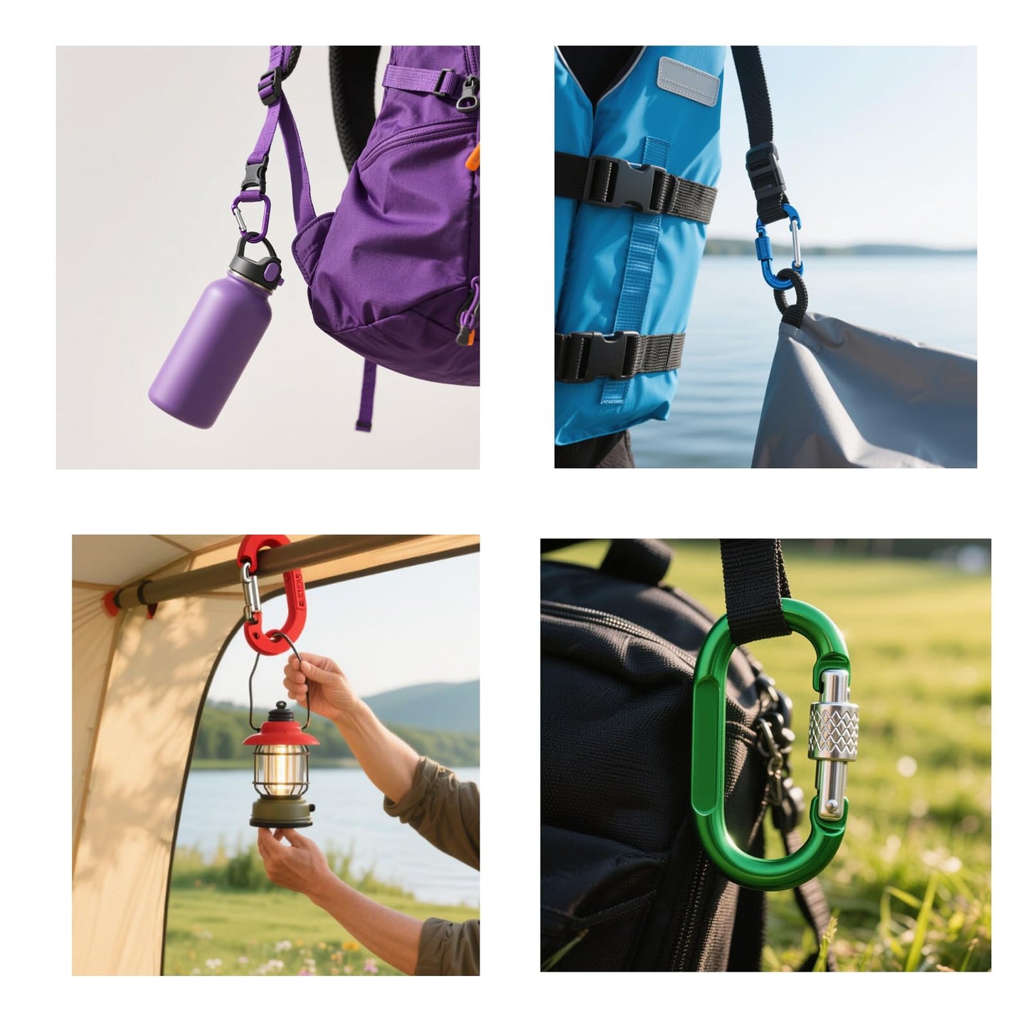 Panrock Carabiner/Clip D Ring Hooks Heavy/4 Colors Locking Carabiner /3.2 in Outdoor Camping/Carabiner for Keys/ 3 of Them Random