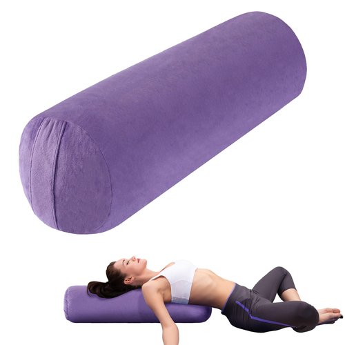 MABOZOO Round Yoga Pillow, Cylindrical Yoga Bolster Pillow with Washable Cover, Meditation Cushion Body Cushion for Practice, Restorative, Meditation (Purple)