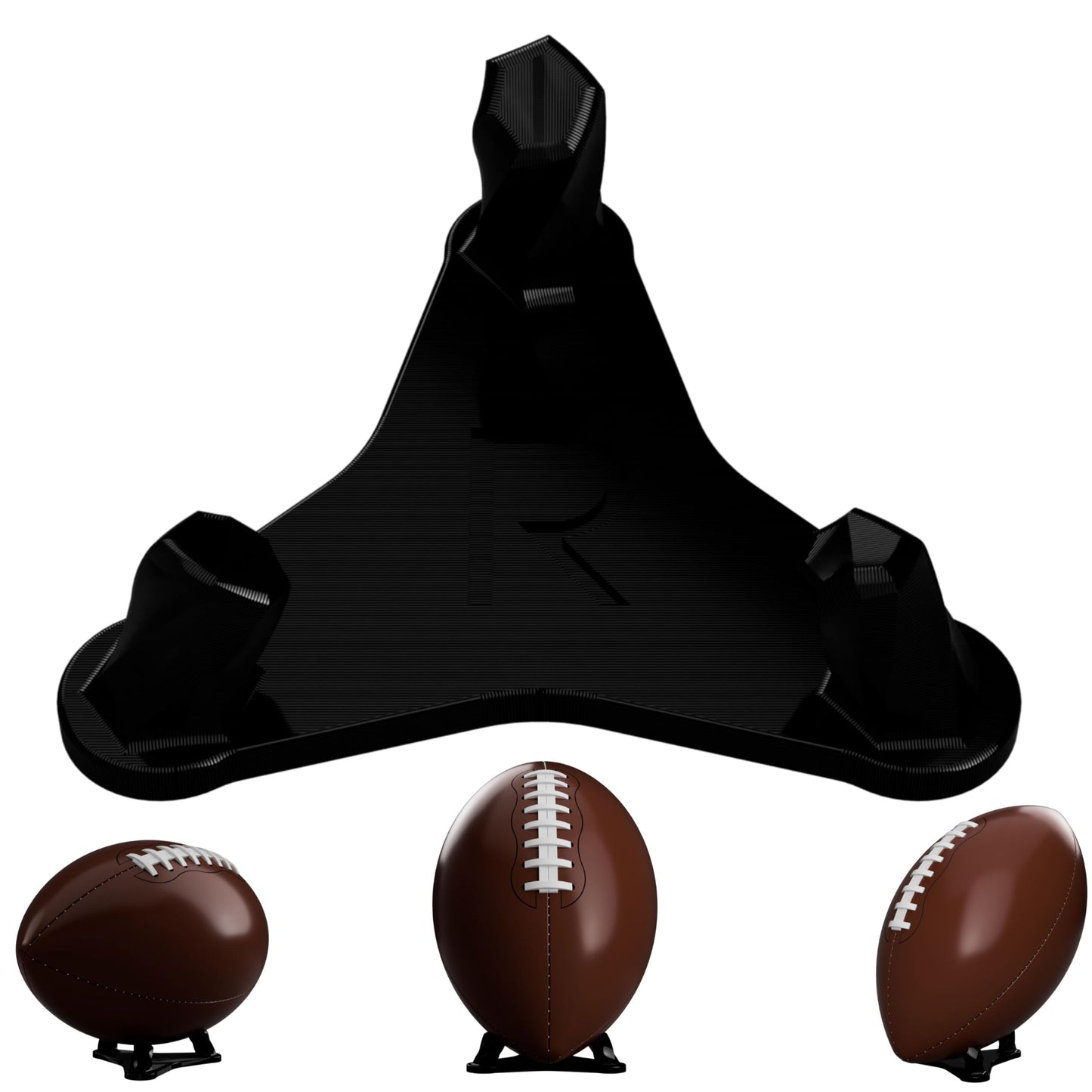 Radiant Displays Football Display Stand – Black – Premium Holder for Footballs & Rugby Balls – Vertical & Horizontal Display – Made in USA – Showcase Autographed, Signed & Collectible Balls