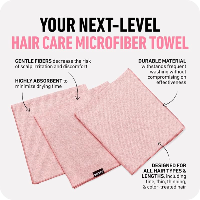 Boldify Pink Quick-Dry Microfiber Hair Towel Wrap for Thin & Curly Hair – Women