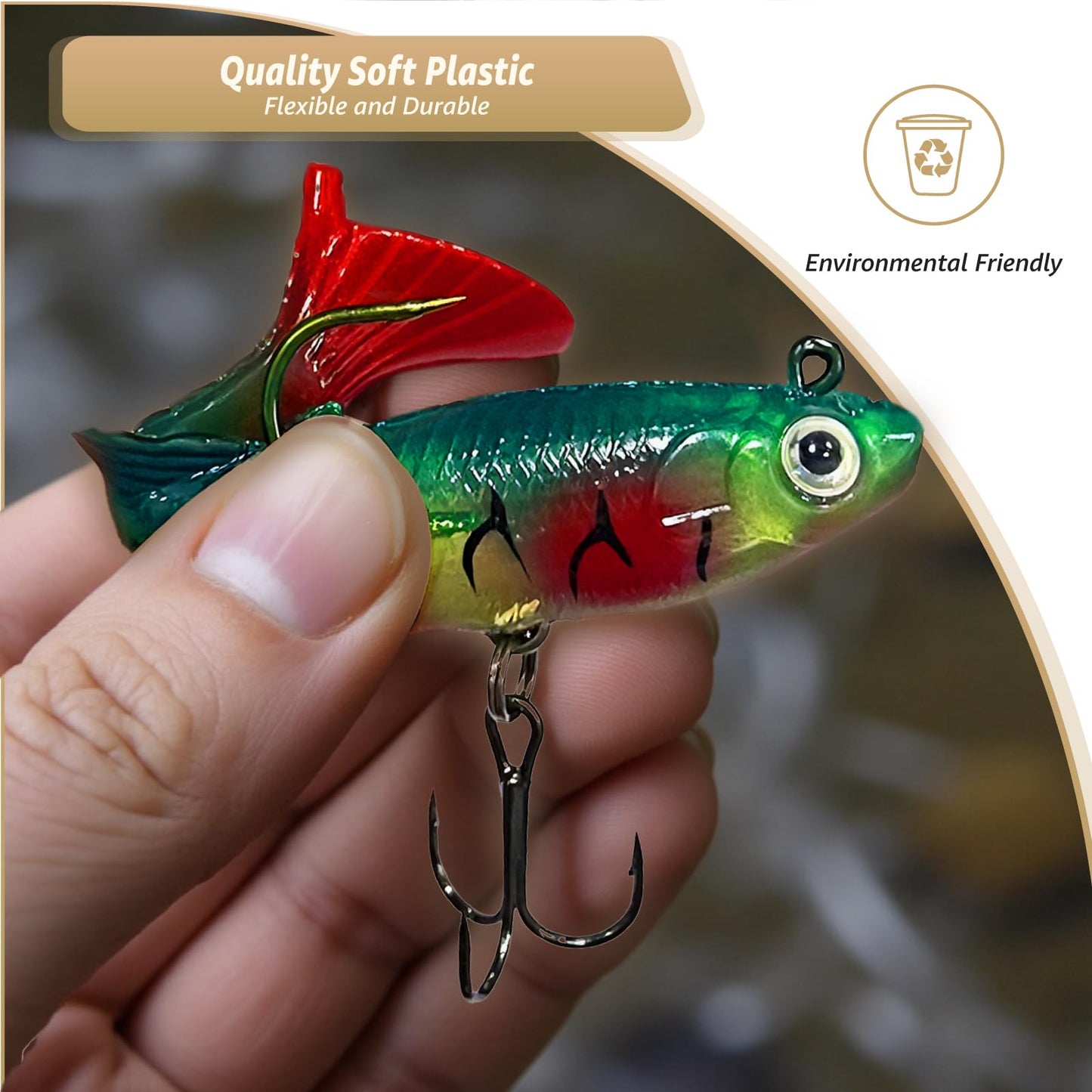 Inmorven Soft Fishing Lures Shad Minnow Swimbaits, Pre-Rigged Jig Head Paddle Tail Swimbaits for Freshwater and Saltwater, Jigs Fishing Bait for Bass Crappie Trout Walleye, Fishing Gifts for Men - 01