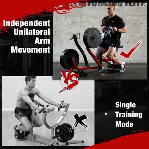 Mikolo Seated Row Machine, Back Machines Home Gym Plate Loaded, Adjustable Back Workout Equipment LAT Machine, with Independent Arms & Multi Grip Positions, 400LBS Capacity