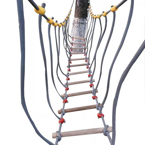 Kindergarten Outdoor Balance Bridge, Amusement Park Suspension Bridge, Rope Bridge for Treehouse, Outdoor Bridge Rope Ladder for Outdoor Activities, kindergartens(Yellow, 6m)