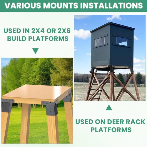 Deer Stand Brackets 4"x 4", Elevator Brackets 4Pcs , Deer Blind Bracket, for Outdoor Hunting Platform, Elevated Deer Blinds Bracket, Shooting Shacks, Tree Houses and Observation Decks