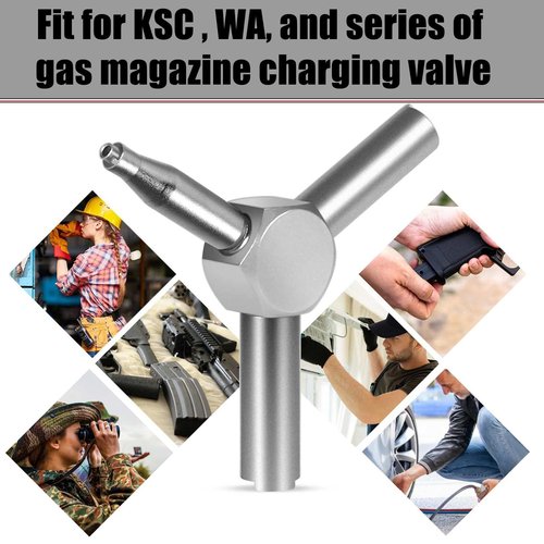 Valve Key for Airsoft, Triangle Wrench Valve Removal Tool for GBB AEG KSC WA Gas Magazine Charging (Silver)