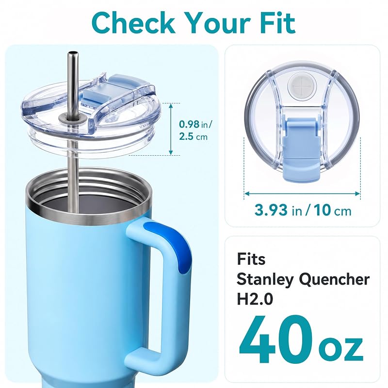 40oz Stanley Quencher H2.0 & ProTour Screw-On Replacement Lid - Black 1 Pack