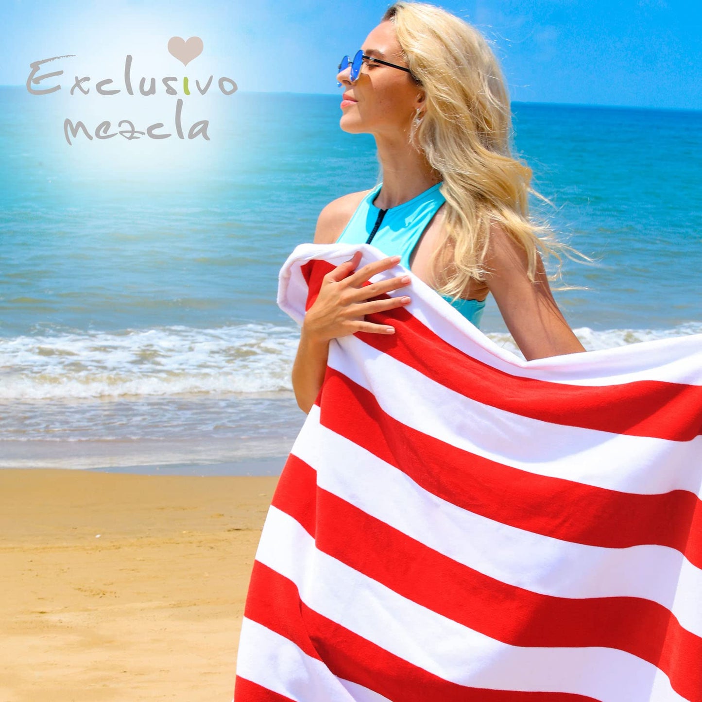 Exclusivo Mezcla 100% Cotton Pool Beach Towel, Large Cabana Stripe Towel