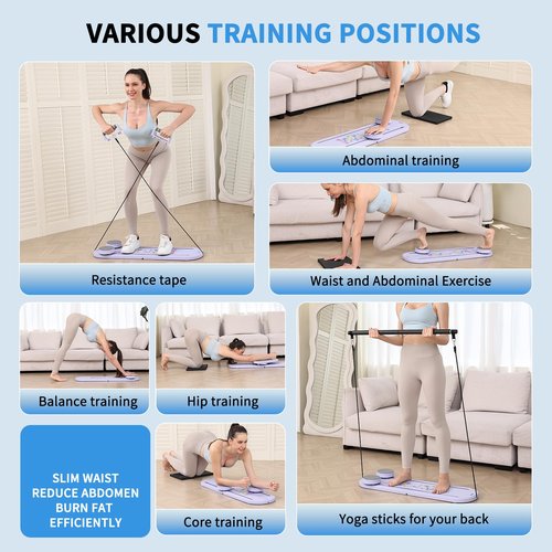 Pilates Board,Foldable Pilates Reformer Set,All-in-one Pilates Kit for Core Workout.Multifunctional Pilates Equipment for Women Home Gym Office Workout