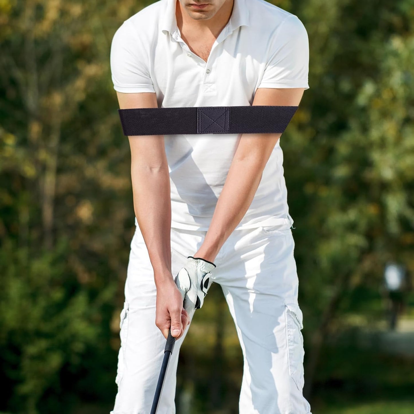 2 Pcs Golf Swing Trainer Aid Swing Correcting Arm Band, Golf Swing Training Aid, Black