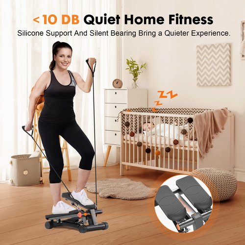GORISE Steppers for Exercise at Home,Adjustable Height Stair Stepper with Resistance Bands, Portable Stair Steppers Workout Machine, Mini Stepper Exercise Equipment with LCD Monitor (Carbon Grey