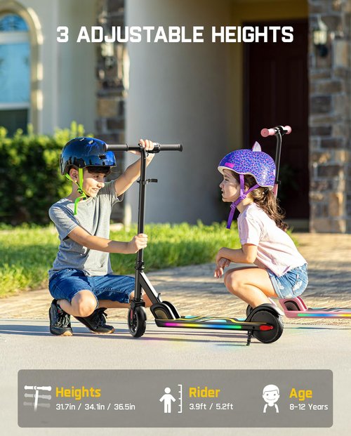 FanttikRide C9 Pro Electric Scooter for Kids 8-12, Adjustable Handlebar Height for Riders 3.9-5.2 ft, 132 lbs, Up to 40 min Continuous Time, 5 Miles Range, 3 Speed Mode 5/8/10 MPH, Black