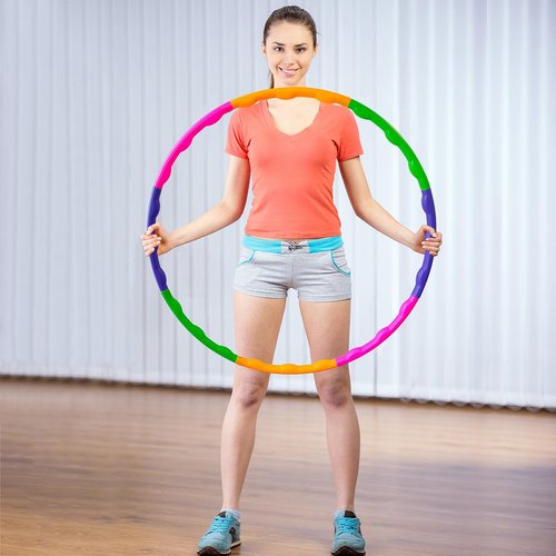 BEVBBJOA 8 Pack Fitness Hoop and Jump Rope,Removable Gymnastic Fitness Rings and Bamboo Skipping Ropes That Won't Get Knotted,Suitable for Workout Training and Gift